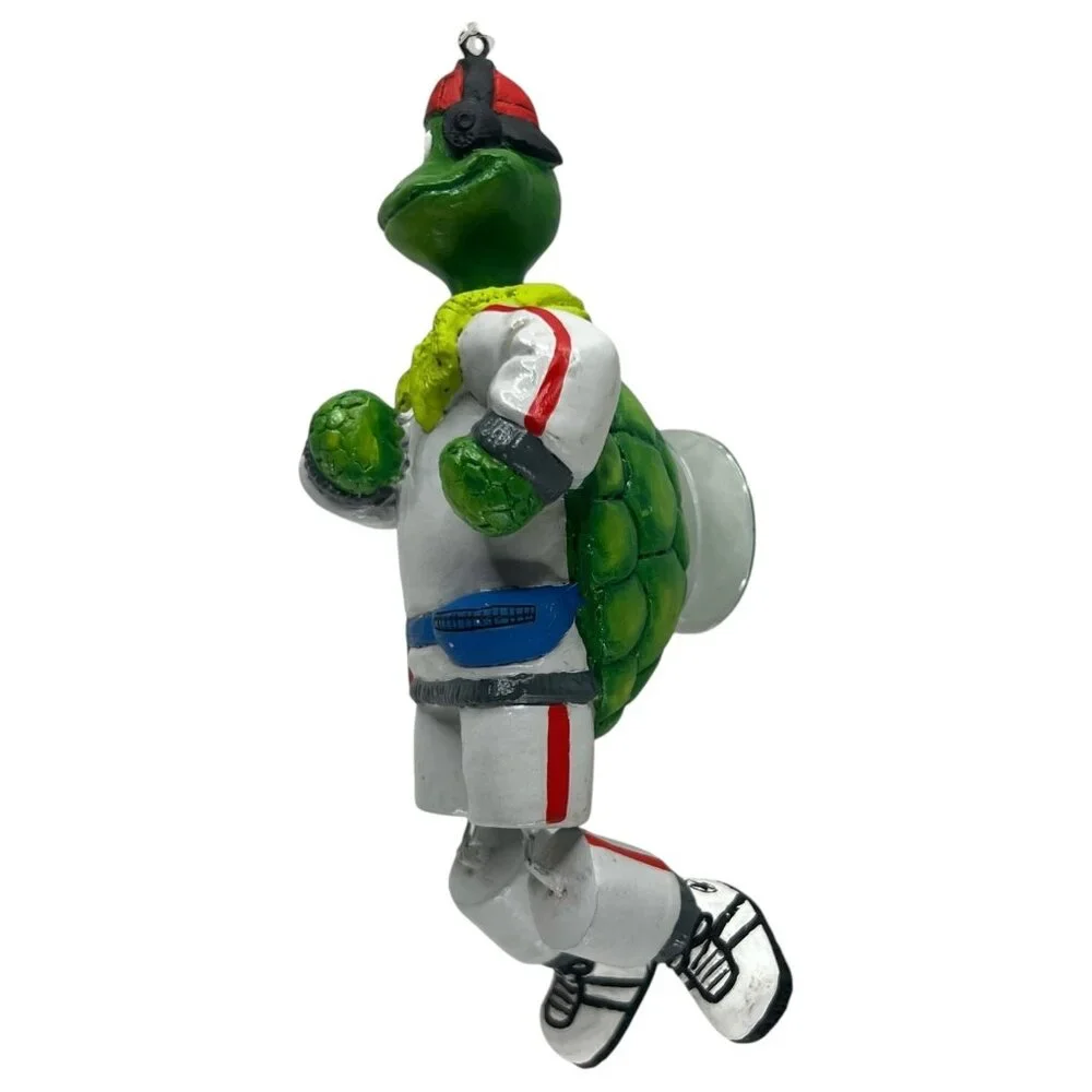 Turtle Jogger Runner Christmas Ornament Jointed  With Headphones & Sneakers 5.5”